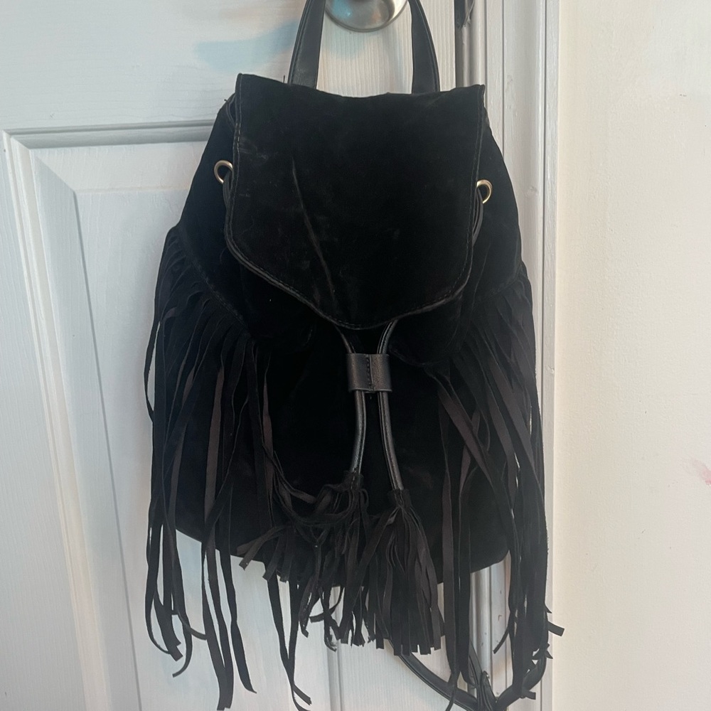 black fringe bag